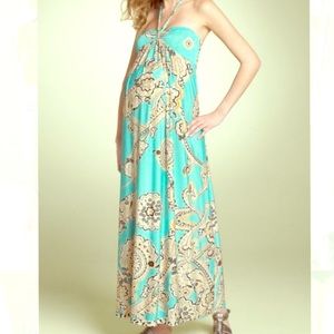 Dahlia Print Maternity Maxi Dress